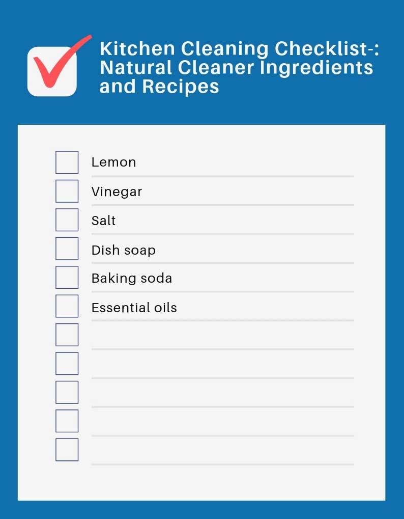 kitchen cleaning checklist using natural ingredients and recipes
